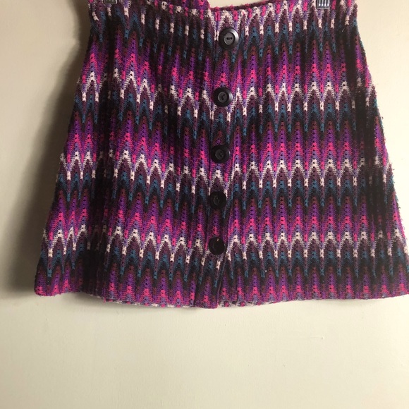 FREE PEOPLE Mini skirt purple & pink CHEVRON print - Picture 4 of 10
